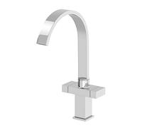Modern Kitchen Mixer Tap Square Fixed Spout Twin Controls Chrome Faucet Monobloc