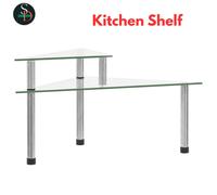 Modern Kitchen Shelf Tempered Glass Spice Rack Cupboard Transparent vidaXL