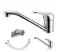 Modern Kitchen Sink Taps Single Lever Chrome Kitchen Sink Mono Basin Mixer Tap Faucet Swivel Spout Hot and Cold Water Mixer Sink Swivel Chrome Brass