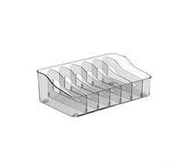 Modern Kitchen Spice Storage Box With Adjustable Compartments, Transparent PET Seasoning Organizer Rack For Countertop And Cabinet, Easy Clean HOMEs Organization Container(Gray)