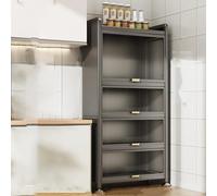 Modern Kitchen Storage Cabinet 40cm Tall Microwave Stand 5Tier Shelving Unit for Bottles and Kitchen Essentials Stylish and Functional Home Organizer