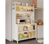 Modern Kitchen Storage Cabinet with Drop-Down Door for Coffee and Microwave - Easy Assembly - 160 x 70 x 38 cm - Stylish and Functional Home
