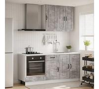 Modern Kitchen Unit Set, Concrete Grey Engineered Wood, 5-Piece Storage Solution