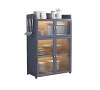 Modern Kitchenrage Cabinet with Translucent Doors, 60cm x 38cm x 118cm, Gray, Strong Load-Bearing, Versatile for Home & Office nization, Stylish Design