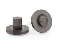Modern Knurled Thumbturn & Release Lock - Dark Bronze - Bathroom Door WC