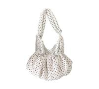 Modern Korean Styles Shoulder Bag Wrinkles Resistant Fabric Dot Pattern Crossbody Purse Spacious Interior Fashionable Korean Inspired Shoulder Bag