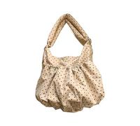 Modern Korean Styles Shoulder Bag Wrinkles Resistant Fabric Dot Pattern Crossbody Purse Spacious Interior Practical Cotton Purse