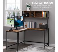Modern L Shape Office Desk Brown Black Home Study Writing Computer Workstation