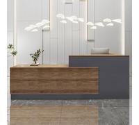 Modern L-Shape Reception Desk, Elegant Brown Counter for Supermarkets, Minimarkets, Beauty Salons, Offices - (A, L-260 cm)