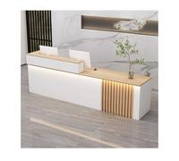 Modern L-Shape Reception Desk - Stylish Filing Cabinet & Checkout Counter for Office, Lobby, Beauty Salon - Maple Wood Finish (Right, 100CM/39.4IN)