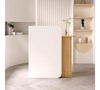 Modern L-Shape Reception Desk, Stylish Front Counter Table for Beauty Salons & Offices, Wood Retail Checkout Station, Contemporary Design for Professional Spaces