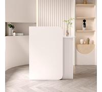 Modern L-Shape Reception Desk, Stylish Front Counter Table for Offices & Beauty Salons, Wood Retail Checkout Station, Contemporary Design, & Functional