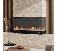 Modern L Shape Recessed Electric Fireplace with Remote, 117cm W x 40cm D x 60cm H