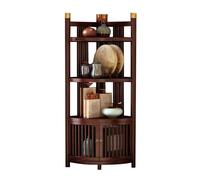 Modern L-Shaped Bamboo Bookshelf - 6-Tier Corner Bookcase with Cabinet Door - Stylish Space-Saving Storage for Kitchen, Office, Living Room - Elegant Home Decor