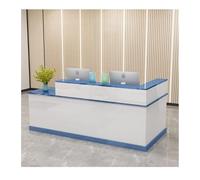 Modern L-Shaped Blue Reception Desk with Lockable Drawers - Stylish Open Front Office Counter for Salon & Business (Left Side 100CM/39.3IN)