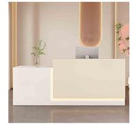 Modern L-Shaped Checkout Counter Table with LED Lights Reception Desk with Storage Shelves for Salon Lobby & Retail Office 55.1"x23.6"x39.3"