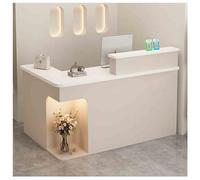 Modern L-Shaped Checkout Counter with LED Lights Reception Desk & Storage Shelves for Salon & Office - Retail Front Table 55.1"x21.6"x39.3"
