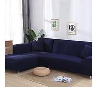 Modern L Shaped Corner Sofa Cover Elastic Stretch Slipcover for Chaise Longue Couch Universal Fit Furniture Protector in Navy Blue (Part A: 145 190cm)