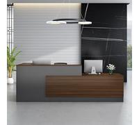 Modern L-Shaped Desk Walnut Finish - Elegant Reception Counter for Supermarkets Mini Markets Beauty Salons & Office Furniture (R-220 cm)