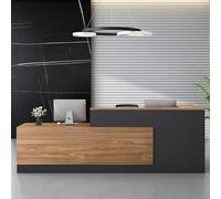 Modern L-Shaped Desk with Walnut Finish Perfect for Supermarkets Mini Markets Beauty Salons and Offices - Elegant Reception Counter (L-260 cm)