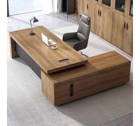 Modern L-Shaped Executive Desk with Drawers, Extra Large 95" Writing Table, Sturdy Rustic Oak Finish, Ideal Home Office Workstation (Left Cabinet, 240x180cm)