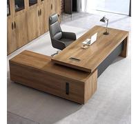 Modern L-Shaped Executive Desk with Drawers - Extra Large Rustic Oak Workstation, 63" x 63" Writing Table, Sturdy Thick Top, Stylish Home Office Furniture