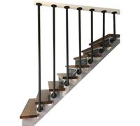 Modern L-Shaped il, Round Tube Wrought Iron Stair Railing, Transition Railing, Step Fence for Home Villa Loft Garden Balcony Decoration (90cm)