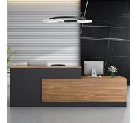 Modern L-Shaped Reception Desk Walnut Front Counter for Supermarkets Mini Markets Beauty Salons & Offices - Elegant & Functional Reception Furniture (R-71)