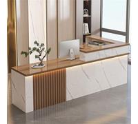 Modern L-Shaped Reception Desk with LED Lighting & Lockable Drawer Commercial Office Counter for Beauty Salons Clinics Retail Shops 47in/120cm - Stylish Lobby Furniture