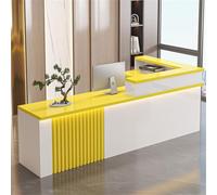 Modern L-Shaped Reception Desk with LED Lights & Lockable Drawer Stylish Front Counter for Beauty Salon Coffee Shop Clothing Store - 55in/140cm