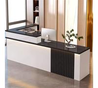 Modern L-Shaped Reception Desk with LED Lights & Lockable Drawer - Stylish Front Counter Table for Beauty Salon Clothing Store Coffee Shop 160cm/63in