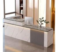 Modern L-Shaped Reception Desk with LED Lights & Lockable Drawer - Stylish Front Counter Table for Beauty Salons Clothing Stores Coffee Shops - 47in/120cm Retail Furniture
