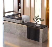 Modern L-Shaped Reception Desk with LED Lights & Lockable Drawer Stylish Front Counter Table for Beauty Salon Coffee Shop Clothing Store - 70in/180cm