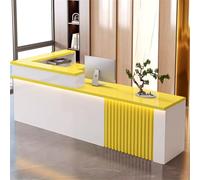 Modern L-Shaped Reception Desk with LED Lights & Lockable Drawer Stylish Front Counter Table for Beauty Salons Coffee Shops Clothing Stores - 20x120cm/47in