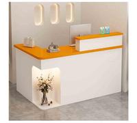 Modern L-Shaped Reception Desk with LED Lights Retail Checkout Counter & Storage Shelves for Salon Lobby & Office 55.1"x21.6"x39.3" - Stylish Front Table