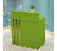 Modern L-Shaped Reception Desk with Lockable Drawer Front Office Checkout Table Cash Register Stand for Retail Salon Hotel & Lobby - Stylish Green Design