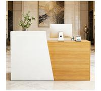 Modern L-Shaped Reception Desk with Lockable Drawer Scratch-Resistant Oak Finish 120x42x100cm Ideal for Stores and Salons Stylish Customer Service Counter