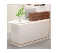 Modern L-Shaped Reception Desk with Lockable Drawer - Stylish Checkout Counter for Retail Beauty Salons & Boutiques (White Walnut Left Side 80CM)