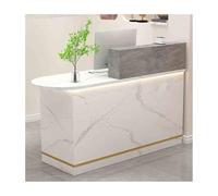 Modern L-Shaped Reception Desk with Lockable Drawer - Stylish Retail Checkout Counter for Clothing Stores Beauty Salons & Shops - Elegant White Limestone Finish for Enhanced Customer Experie