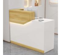 Modern L-Shaped Reception Desk with Lockable Drawers Retail Counter for Cash Registers Office Reception Station Ideal for Service and Customer Interaction