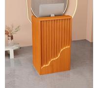 Modern L-Shaped Reception Desk with Open Shelves and Drawers - Elegant Checkout Station for Supermarkets Convenience Stores and Hotels - Efficient Organization & Customer Service Solution