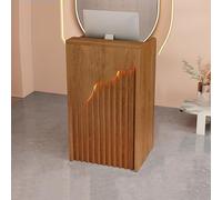 Modern L-Shaped Reception Desk with Open Shelves and Drawers - Ideal for Supermarkets Convenience Stores Hotels and Office Spaces - Sleek and Functional Design for Enhanced Organization
