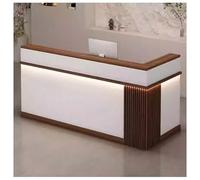 Modern L-Shaped Reception Desk with Secure Storage Front Desk Workstation for Lobbies Salons Retail & Home Offices (A4 L-55.1"x23.6"x39.3")