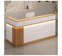 Modern L-Shaped Reception Desk with Secure Storage Stylish Front Counter Table for Offices Salons Retail Spaces - A3 (R-39.3x23.6x39.3in)