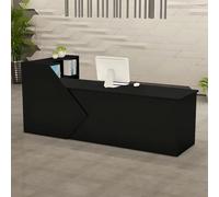 Modern L-Shaped Reception Desk with Storage & Cabinet, Stylish Wooden Front Counter Table for Office, Salon, Boutique - Multiple Colors Available