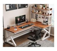 Modern L-Shaped Solid Wood Corner Desk with Pegboard & Bookshelf Ergonomic Gaming & Study Table for Small Spaces Home Office Workstation (F-right 140x100x75cm)