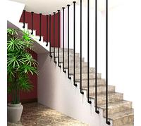 Modern L-Shaped Stair Ramp | Non-Slip Villa Safety Guardra for Seniors | Indoor/Outdoor Use | Round Galvanized Pipe - Black Wrought Iron Metal