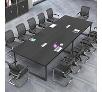 Modern Large Conference Table for 812 People - Sturdy Rectangular Office Meeting Table with Cable Management Sleek Black/White Design Perfect for Professional Spaces