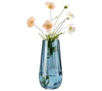 Modern Large Glass Vase H-9.8" Blue Vases for Flowers, Centerpieces and Decorative Accents - Tall Plant Vase for Office Home Table Decor