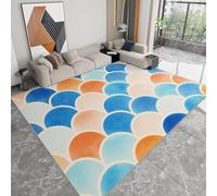 Modern Large Machine Washable Rug 160 x 230 cm, Retro Chic Short Pile Carpet Non-Slip Rug - Geometry Scale Stripes Color Blocks Durable Carpet for Living Room Bedroom Dining Room Home Office